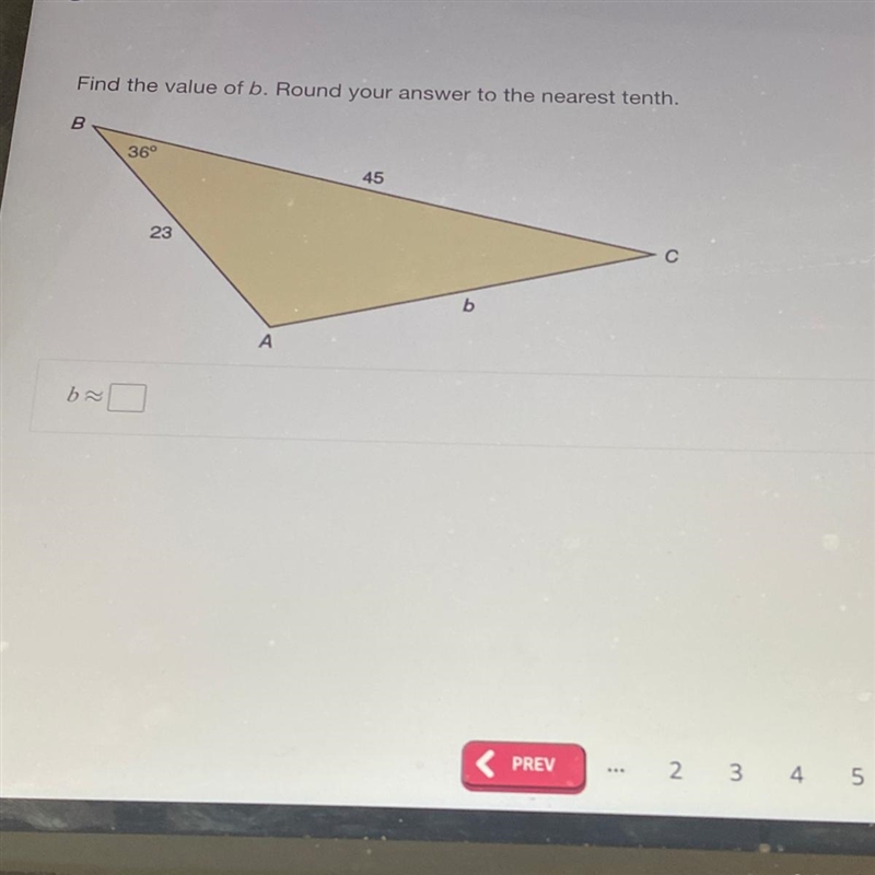 Find the value of b. Round your answer to the nearest tenth.-example-1