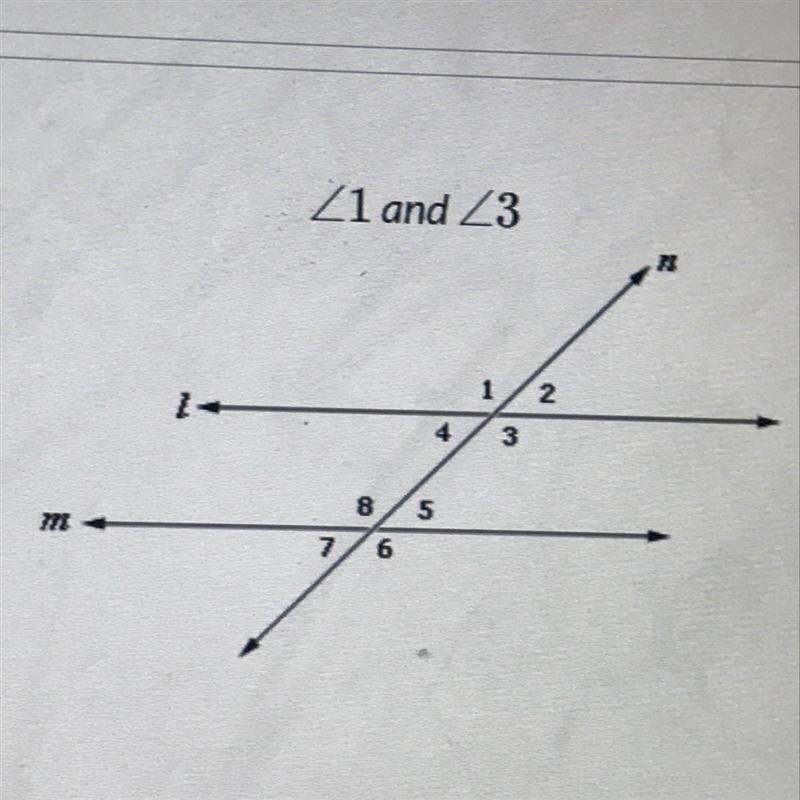 is this a alternate interior angle, corresponding angle, vertical angle, supplementary-example-1