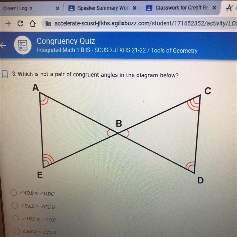 Which is not a pair of congruent angles in the diagram?-example-1