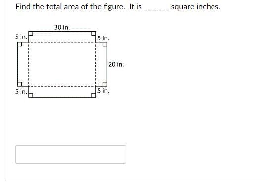 Find the total area of the figure. It is _______ square inches.-example-1