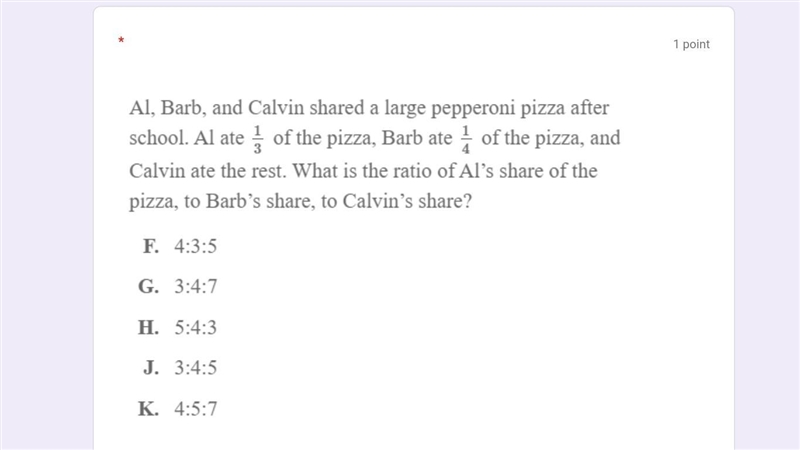 HELP PLS!!!! Al, Barb, and Calvin shared a large pepperoni pizza after school. Al-example-1