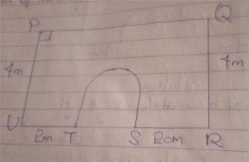 In the diagram below shows the cross section of a bridge with a semi circle hole. If-example-1