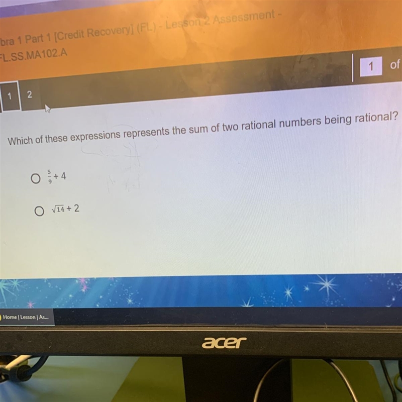 Which of these expressions represents the sum of two rational numbers being rational-example-1