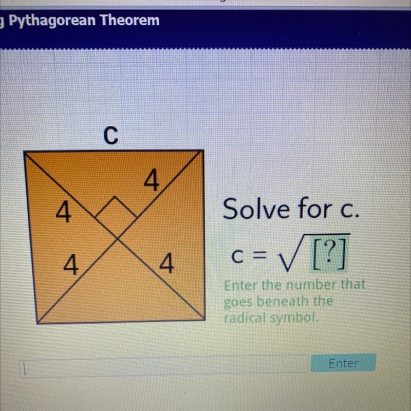 Please help C 4 4 Solve for c. 4 4 C=✓ [?] Enter the number that goes beneath the-example-1