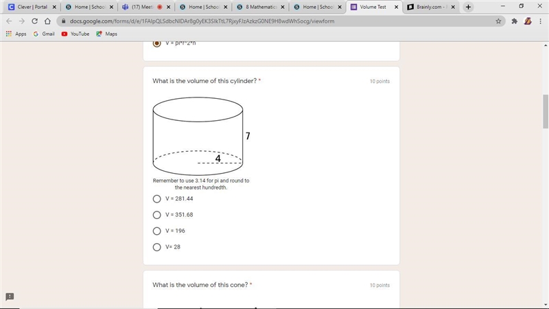 What is the volume of this cylinder? *-example-1