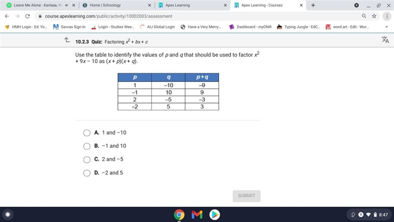 Pls help its due today pls porfavor question 1-10 factoring x^2+bx+c-example-1