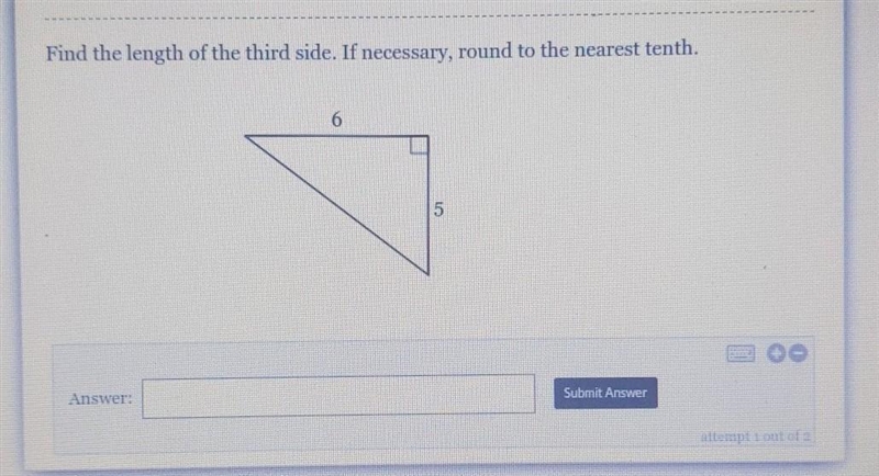 Find the length of the third side. If necessary, round to the nearest tenth.​-example-1