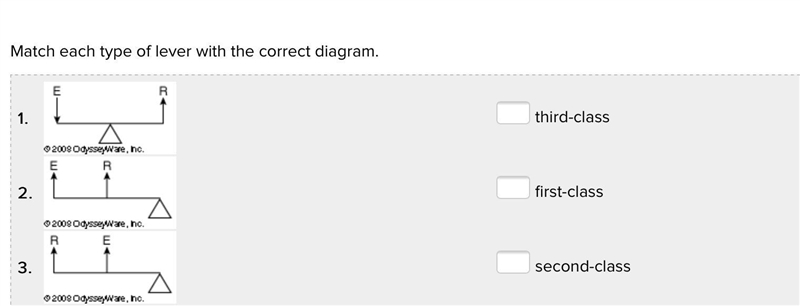 Match each type of lever with the correct diagram.-example-1