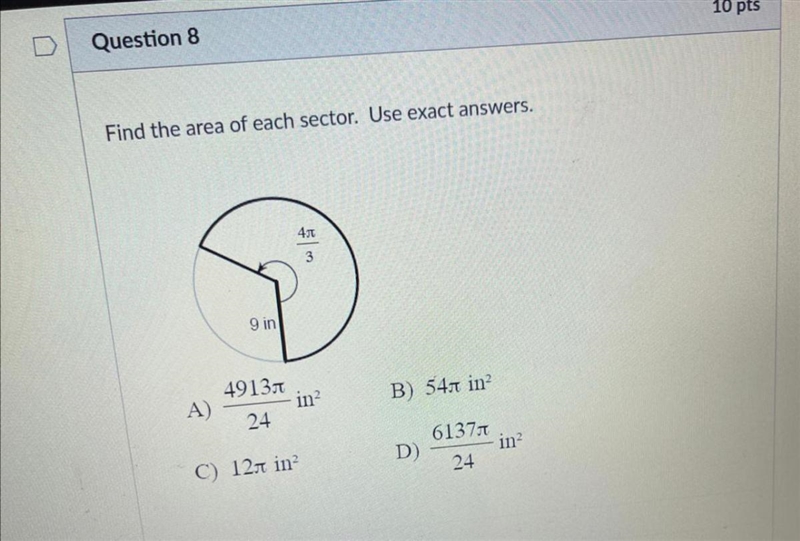 Find the area of each sector. Use exact answers-example-1