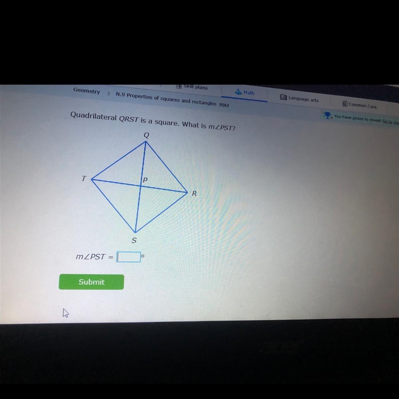 Quadrilateral qrst is a square what is pst-example-1