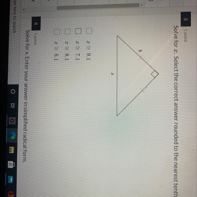 Solve for x. Select the correct answer rounded to the nearest tenth-example-1