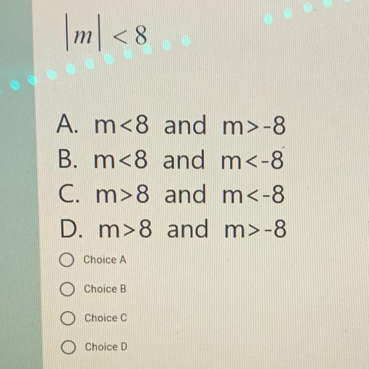 The absolute value any equality below has two answers. Select the correct choice-example-1