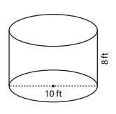 Find the exact volume of the cylinder. A) 80π ft^3 B) 160πft^3 C) 200πft^3 D) 400πft-example-1