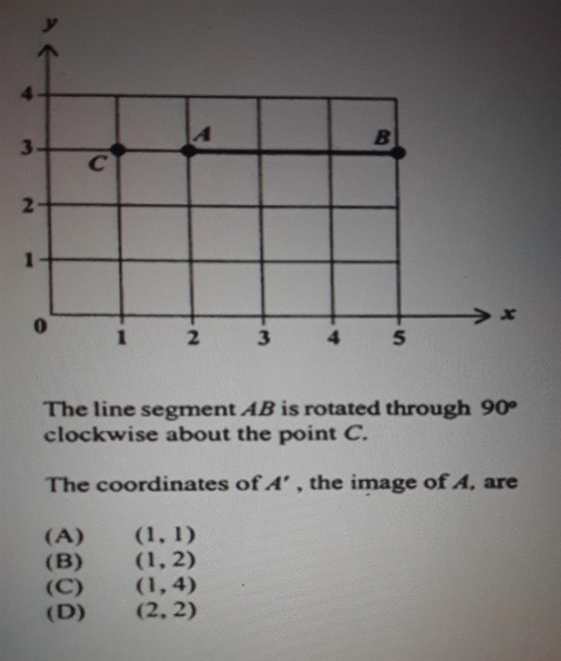 the line segment AB is rotated through 90° clockwise about the point C. the coordinates-example-1