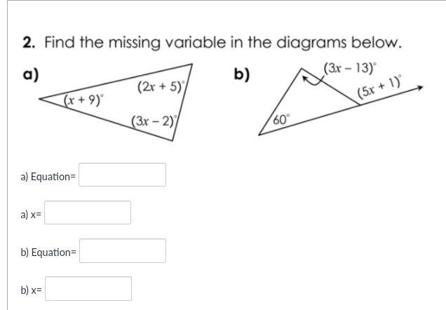 Find the missing angles in the diagram below (pls help no links)-example-1