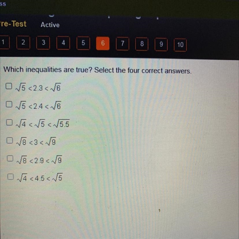 Which inequalities are true? Select the four correct answers. Much thanks to whoever-example-1