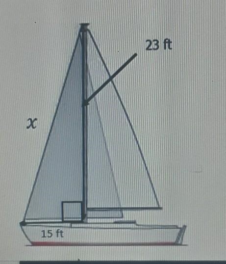 The main mast of s sailboat is supported by a rope that extends from the top of the-example-1