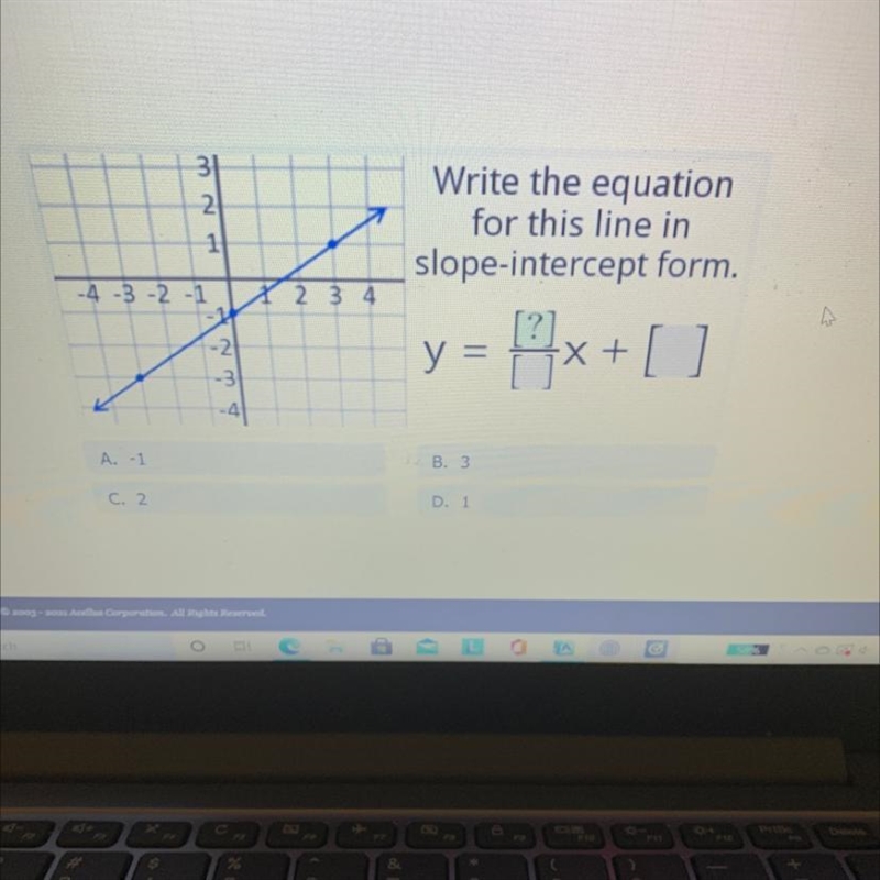 Write the equation for the slope intercept form-example-1