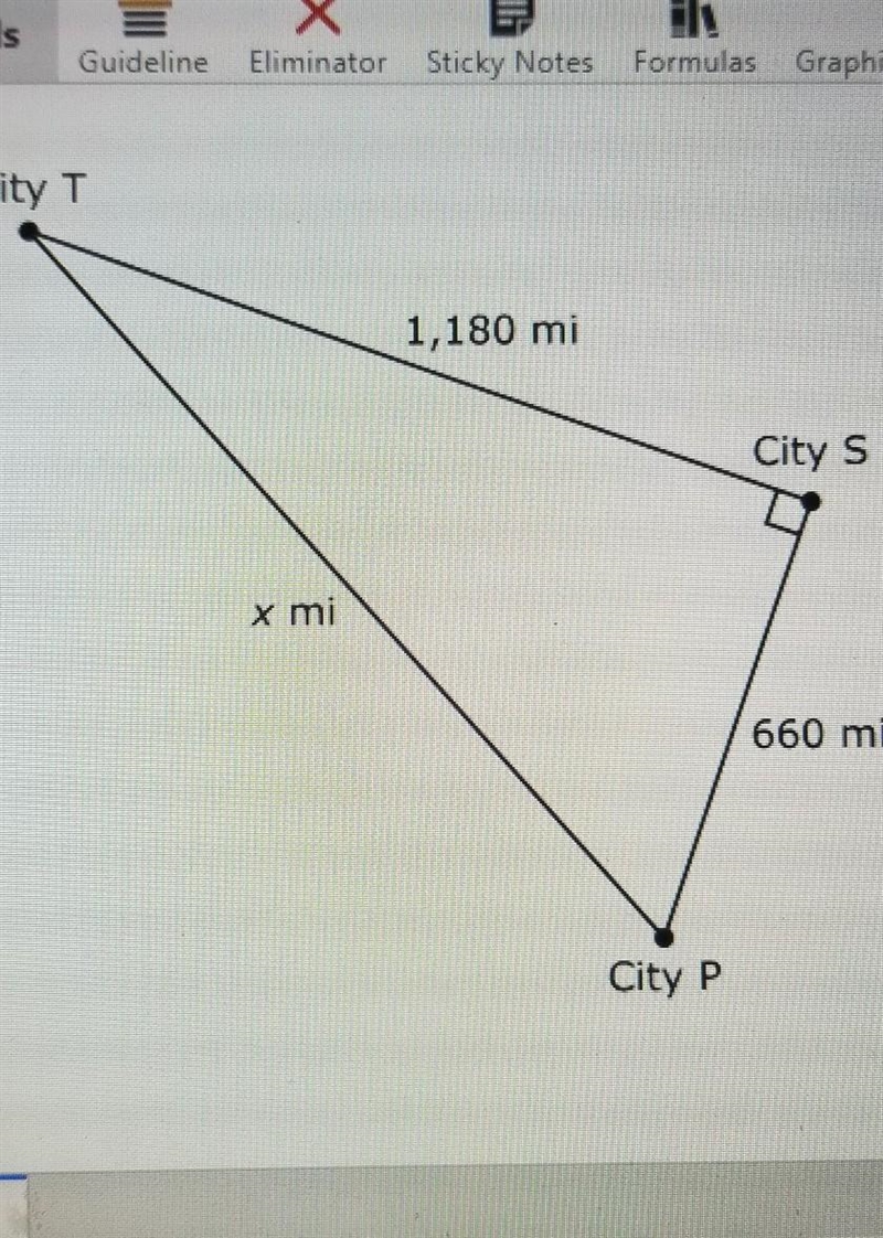 the diagram shows the distance between city P and city S and city T. which measurement-example-1