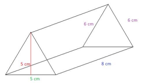 What is the total surface area of the triangular prism shown? Select one: 161 square-example-1