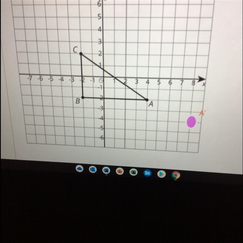 Triangle ABC is being dilated.Point on the dilated triangle.What is the scale factor-example-1