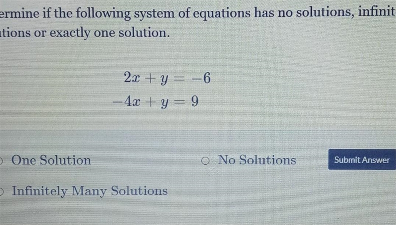 Determine number of solutions in system​-example-1