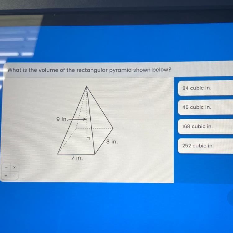 What is the volume of the rectangle pyramid show below?-example-1