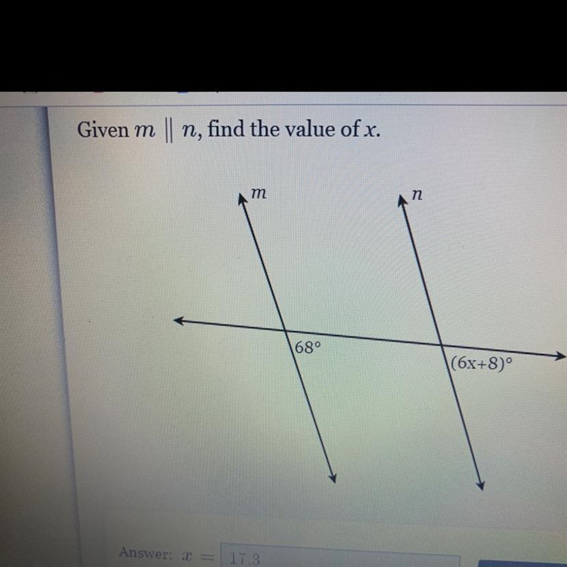 Given m | n, find the value of x. m n 68 (6x+8)-example-1