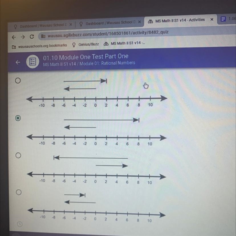 Which number line best shows how to solve -6 - (-8)-example-1