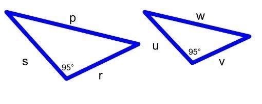 The two triangles above are similar. If r = 19, v = 18, and u = 21, what is the value-example-1