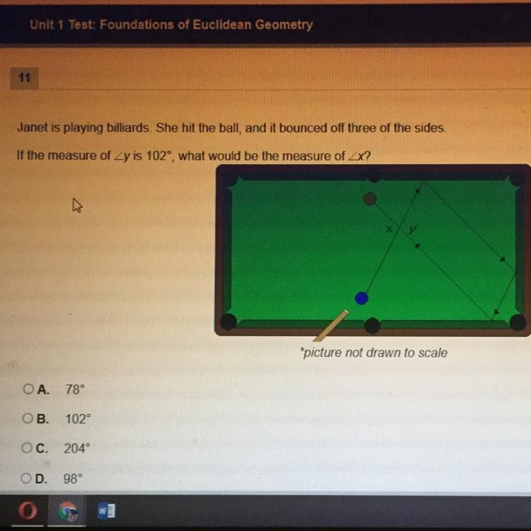 Janet is playing billiards. She hit the ball, and it bounced off three of the sides-example-1