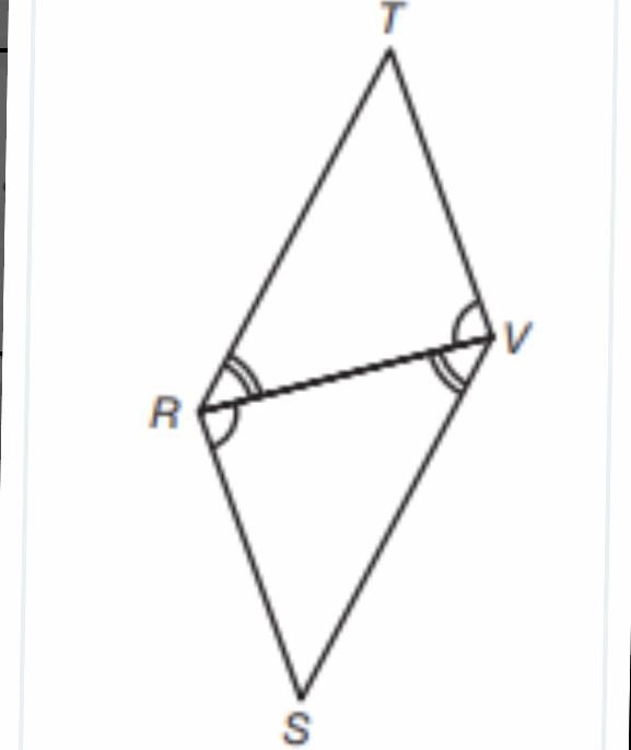 Triangle congruence , how is TVR congruent to SRV? SAS, SSS, ASA, AAS? picture added-example-1