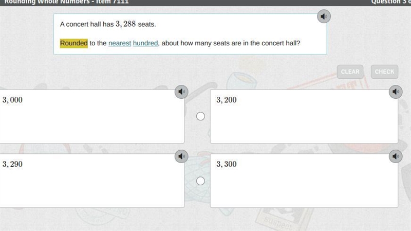 Can you guy's please help. A concert hall has 3,288 seats . rounded to the nearest-example-1