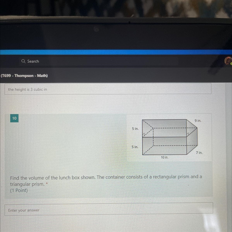 i just confused on what the triangular prisms volume is. i think i’m doing it correctly-example-1