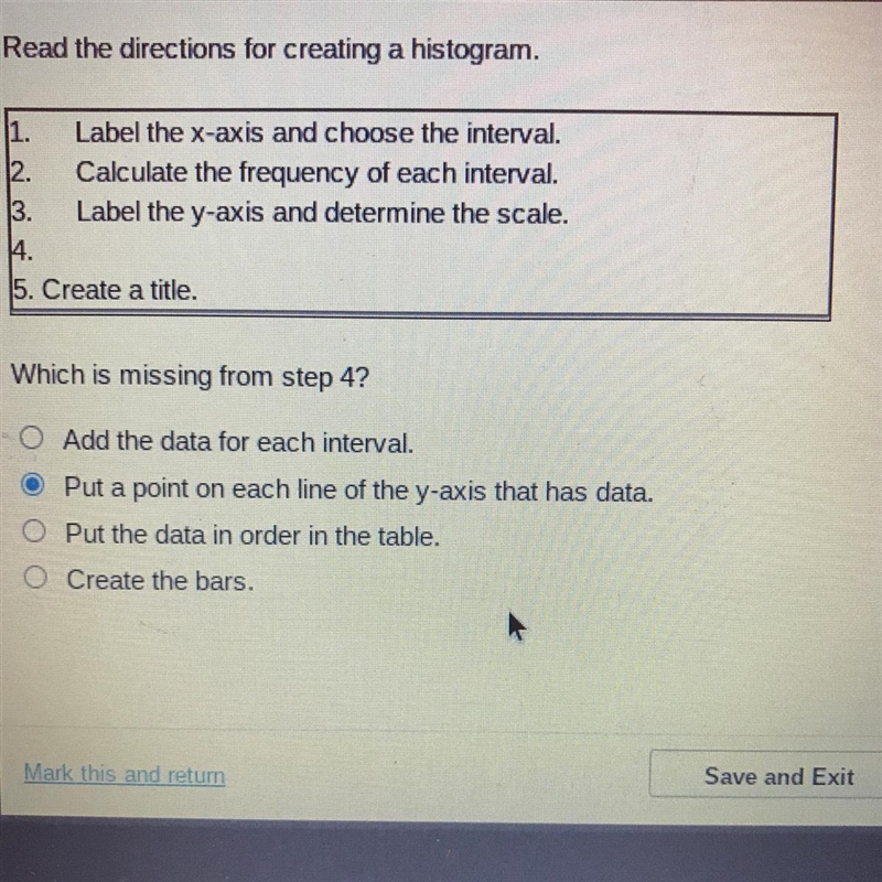 Which is missing from step 4? Add the data for each interval. Put a point on each-example-1