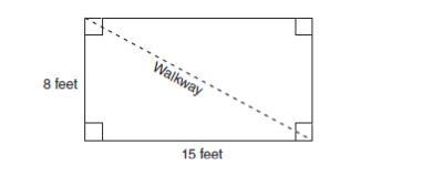 Nancy’s rectangular garden is represented in the diagram below. If a diagonal walkway-example-1