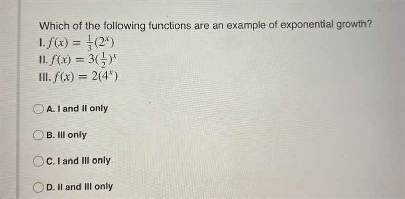 Which of the following functions are an example of exponential growth ?-example-1