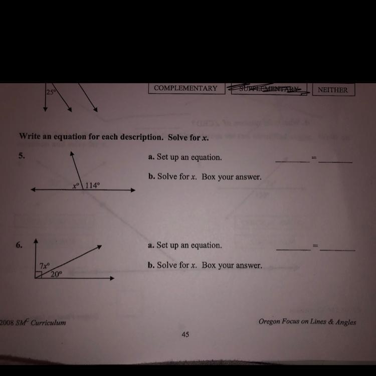 Please help! i have school in 5 minutes, 8th grade math, supplementary and complementary-example-1