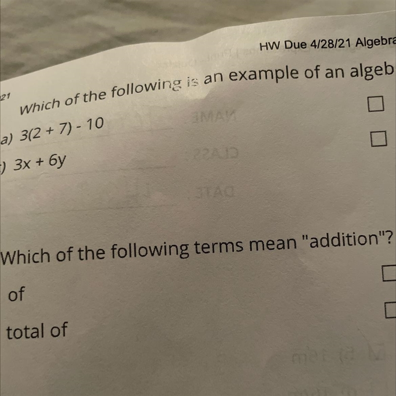 Which in the following terms mean addition-example-1