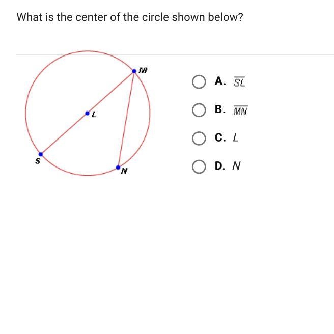 What is the center of the circle shown below?-example-1