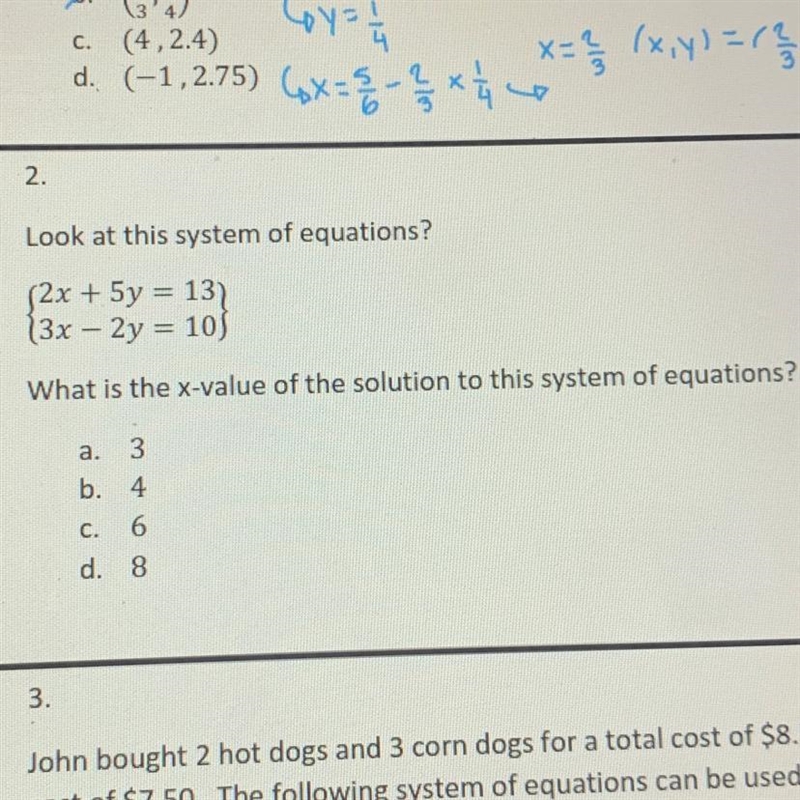 PLSS HELP (What is the x-value of the solution to this system of equations?)-example-1