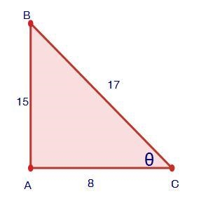 Find the cosine ratio of angle Θ.-example-1