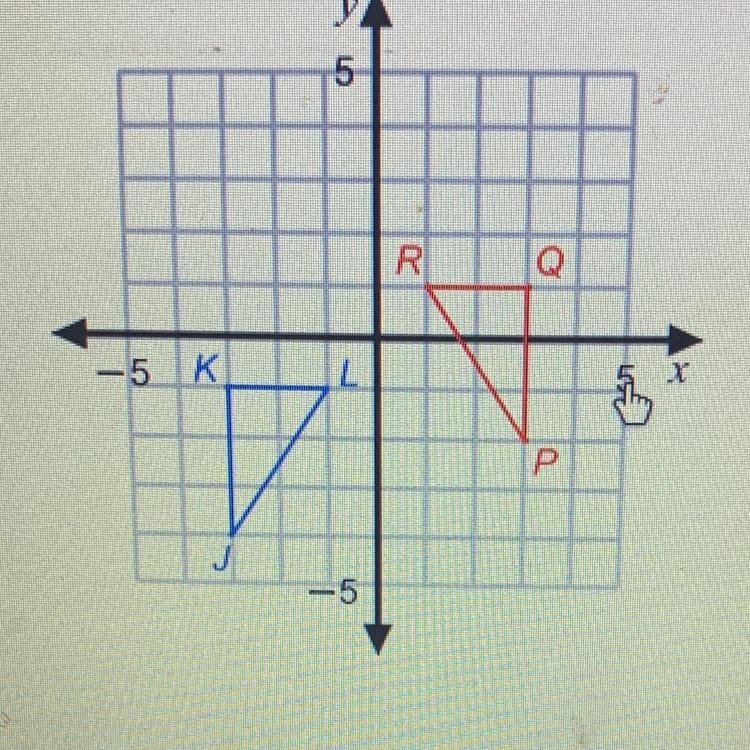 PQR is congruent to JKL. Which sequence of transformations maps PQR onto JKL?-example-1