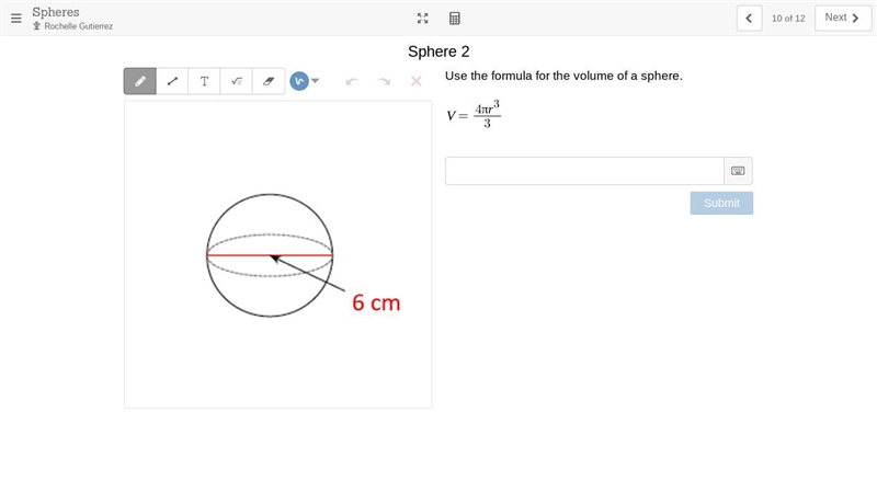 Use the formula for the volume of a sphere.-example-1