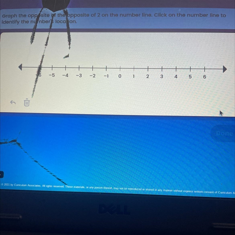 Graph the opposite of the ppposite of 2 on the number line. Click on the number line-example-1