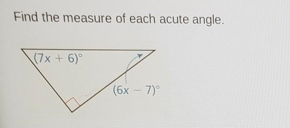 How to find the measure of each acute angle​-example-1