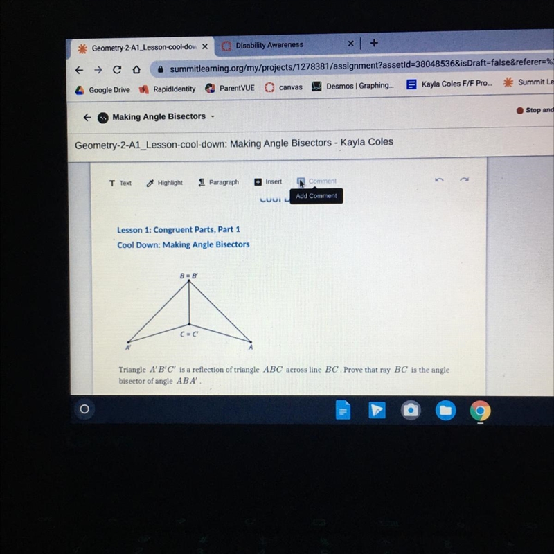 How do you prove that BC is bisecting angle ABA-example-1