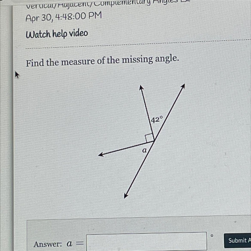 Find the measure of the missing angle :D-example-1