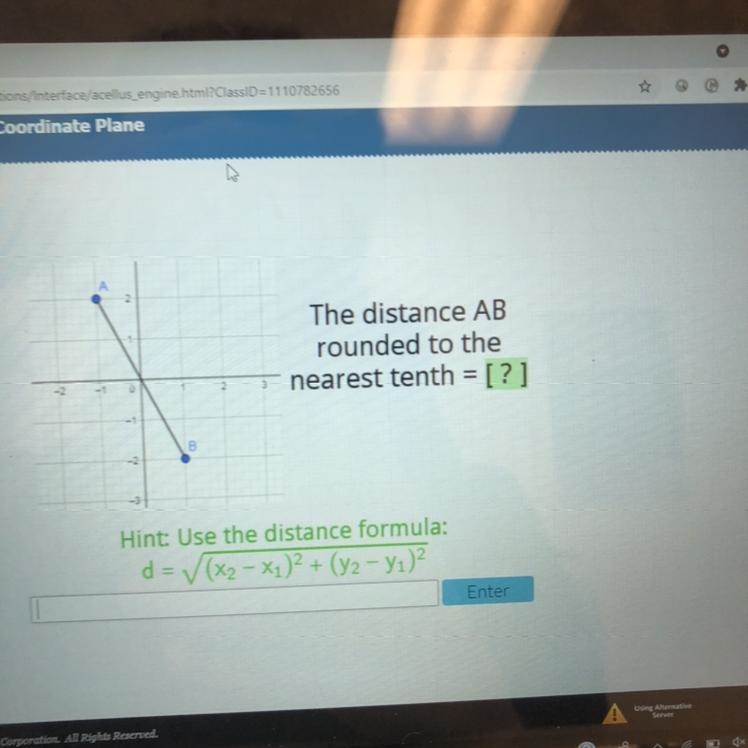 The distance AB rounded to the nearest tenth-example-1