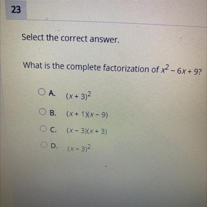 HELP ASAP!!!! Select the correct answer. What is the complete factorization of x2 - 6x-example-1